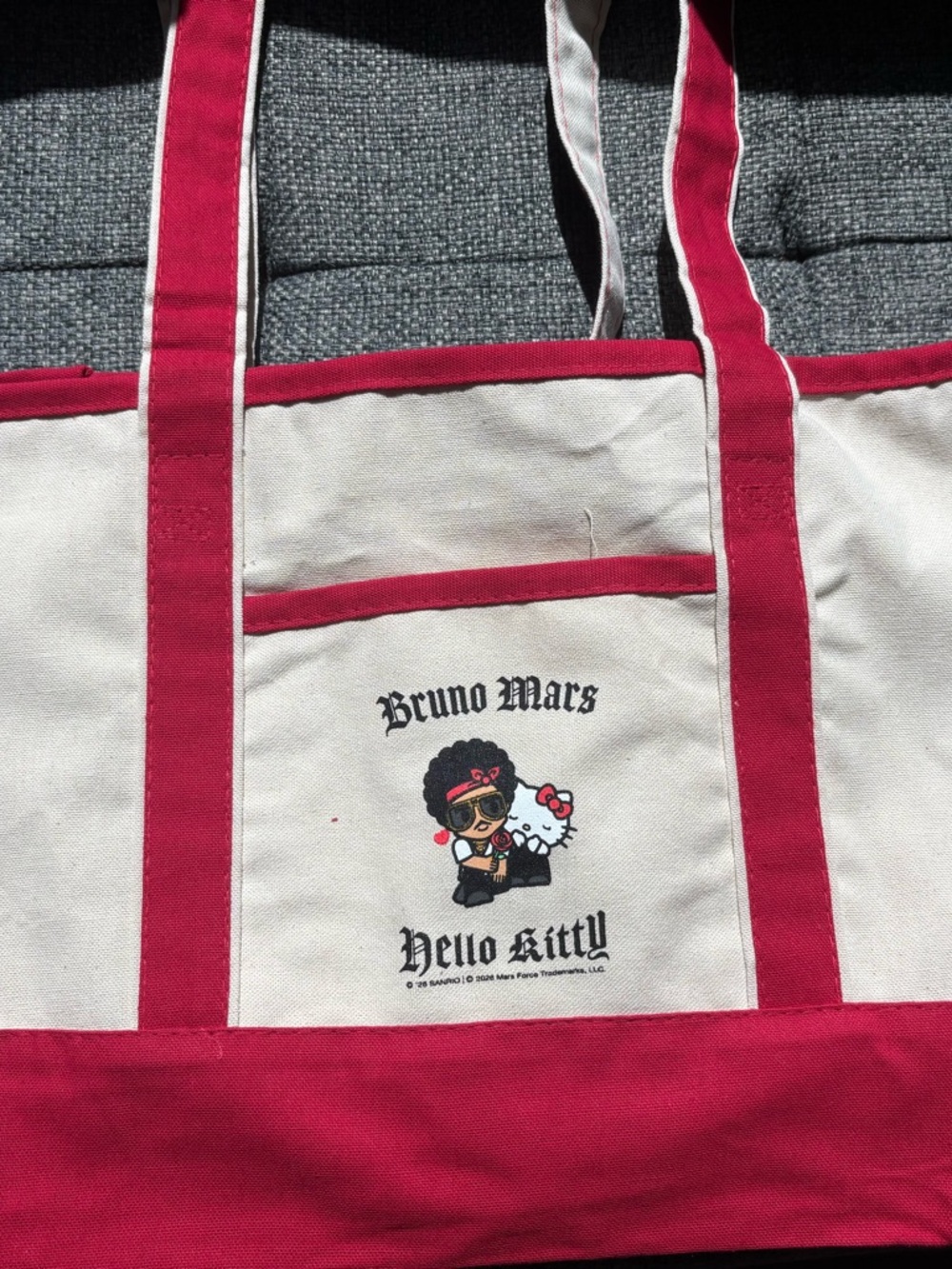 Hello Kitty and Bruno Mars collab Red & White Canvas Tote Bag